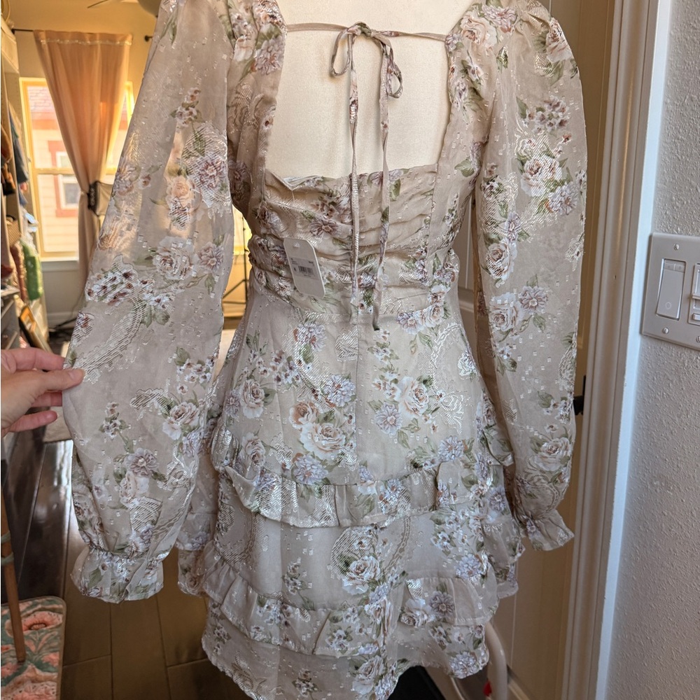 Altar'd State Floral Beige Long Sleeve Dress NWT - Picture 13 of 13